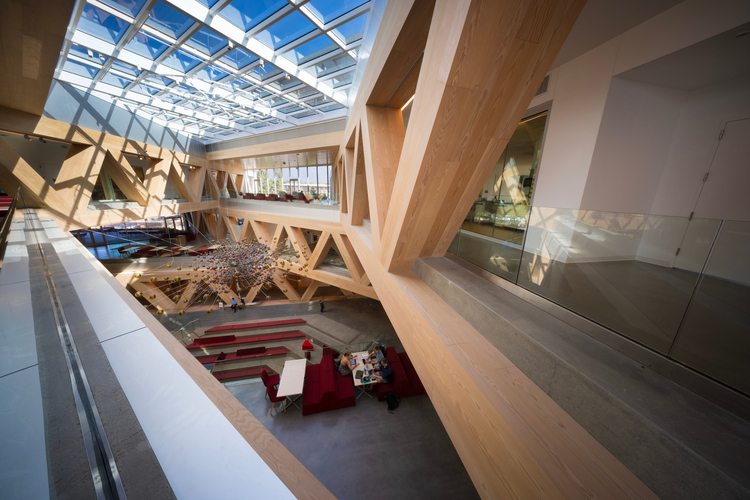 Looking up into the skylit atrium